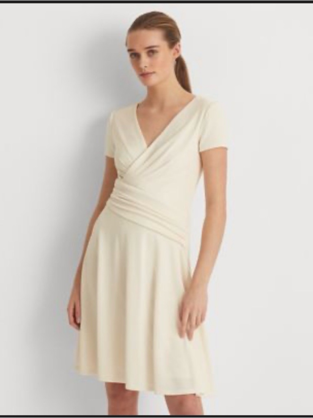 Lauren Ralph Lauren Winter Cream Foil-Print Jersey Cocktail Dress‎